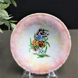 N. Amadieu Limoges Enamel Flowers On White And Pink Copper Bowl 6" Round RARE